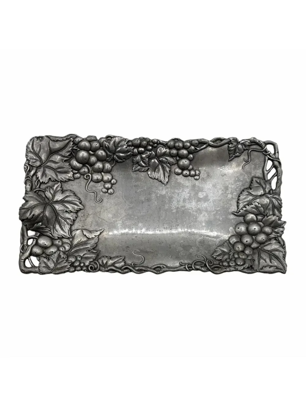 Vintage 1996 Arthur Court 11.5” Rectangular Aluminum Tray – Grapes & Vines